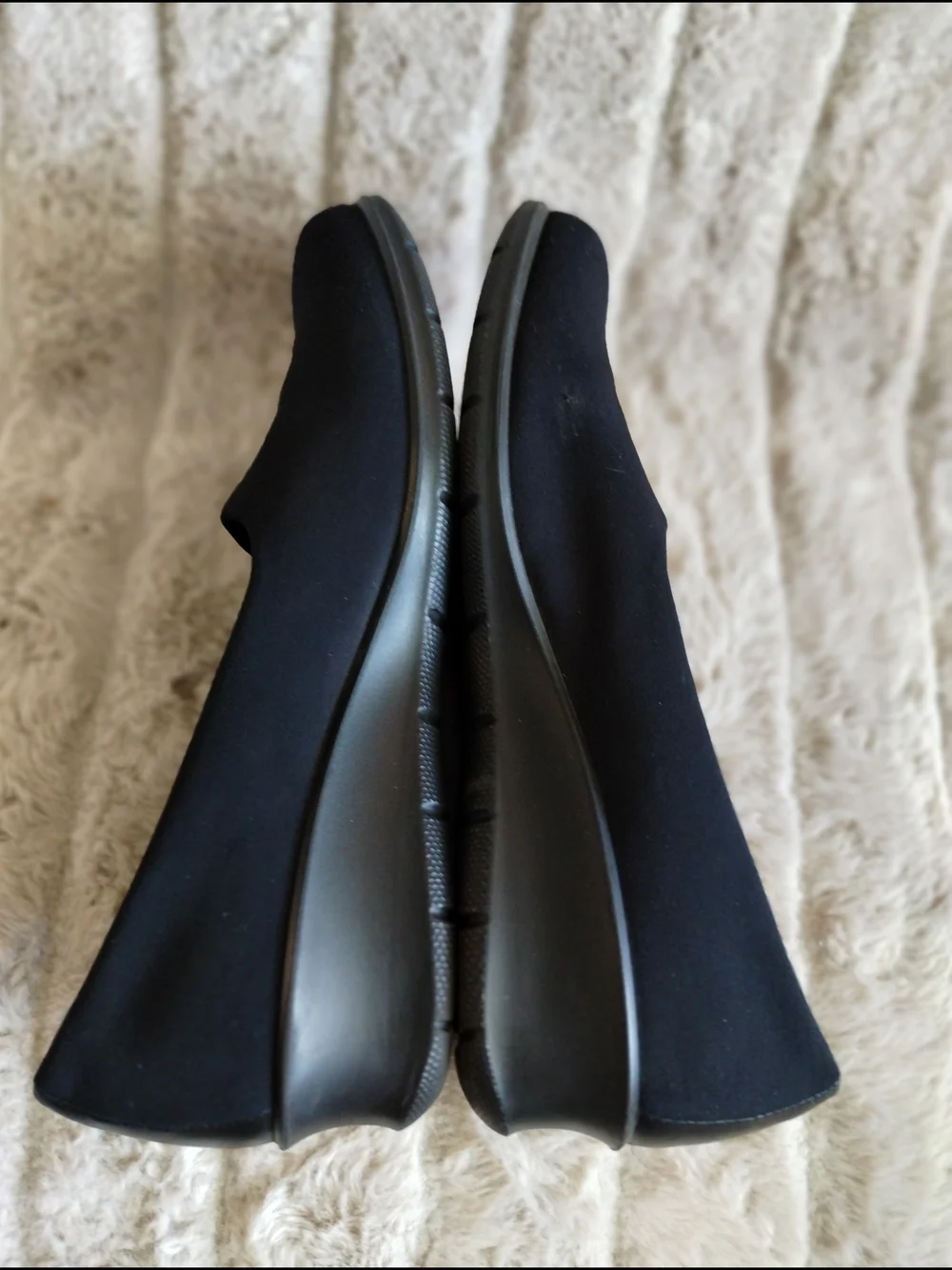 ECCO Black Stretch Fabric Slip-On Flats Women’s EU 39 Comfort Casual Shoes